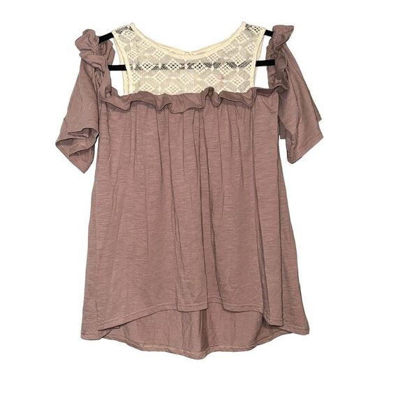 Umgee USA Knit Lace Boho Off Shoulder Bell Sleeves Oversized Flowy Top (S/M) NEW - Picture 1 of 3